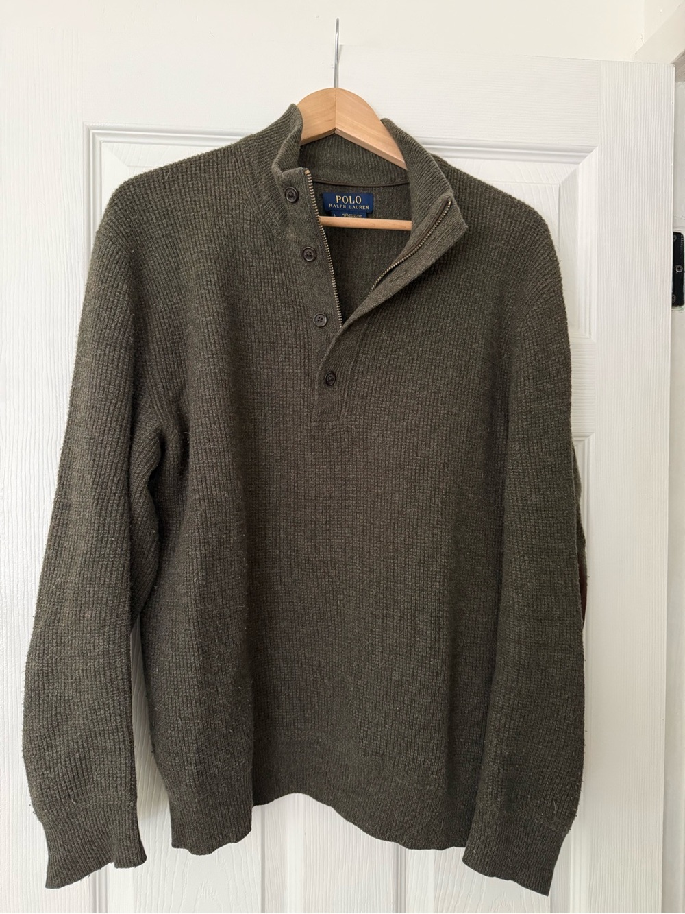 Ralph Lauren Olive Green Half-Placket Zip Collar Sweater